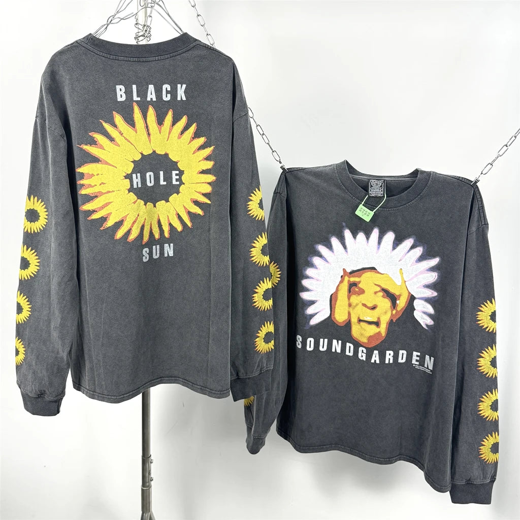 SAINT OF MICHAEL 1:1 Fashion Streetwear American Style Long Sleeves Tee Quality Printed Tops 100%Cotton Vintage T Shirt Men