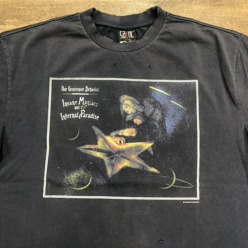 SAINT OF MICHAEL 1:1 American Style Fashion Streetwear Vintage Clothing Loose Tops Oversized Tee Summer T Shirt Men