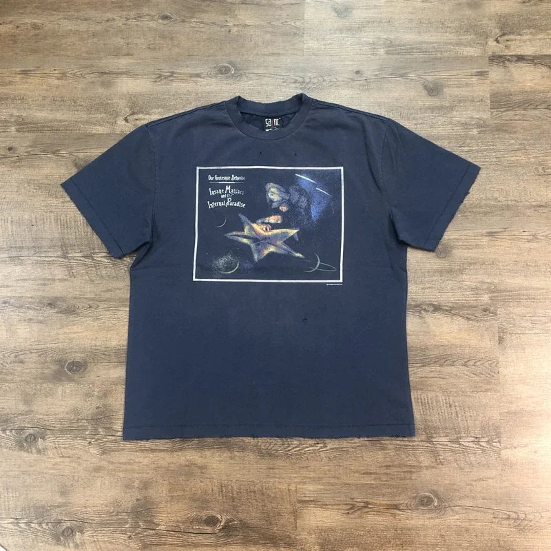 SAINT OF MICHAEL 1:1 American Style Fashion Streetwear Vintage Clothing Loose Tops Oversized Tee Summer T Shirt Men