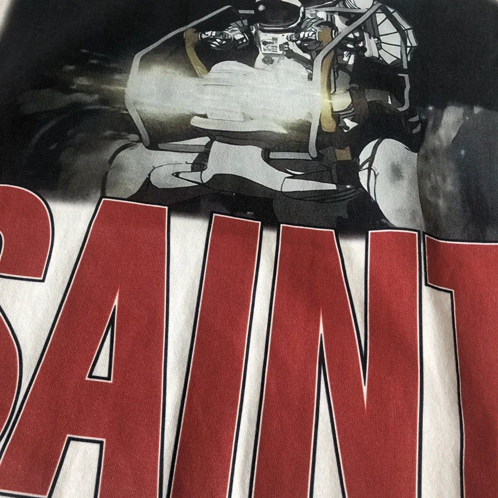 Fashion Luxury Brand SAINT OF MICHAEL High Street Astronaut Graphics Printed Vintage Clothing Tops Tees T Shirt For Men