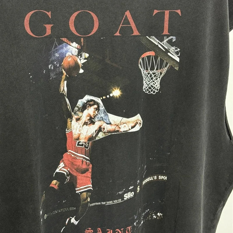 SAINT OF MICHAEL American Style Fashion Best Quality Tops Casual Summer 100%Cotton Loose Oversized Tops Vintage Vest For Men