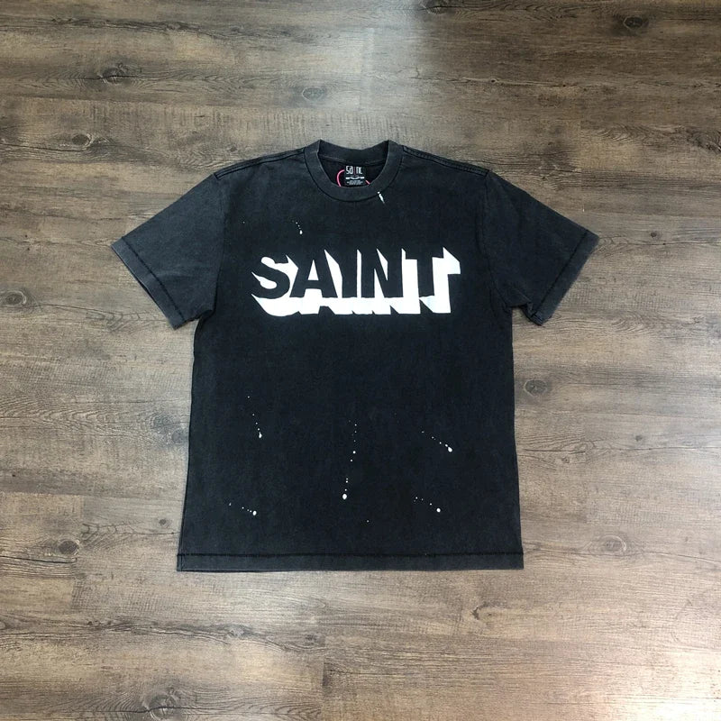 SAINT OF MICHAEL 1:1 Best Quality Streetwear Printed Tops Loose Summer 100%Cotton Tee Oversized Vintage T Shirt For Men