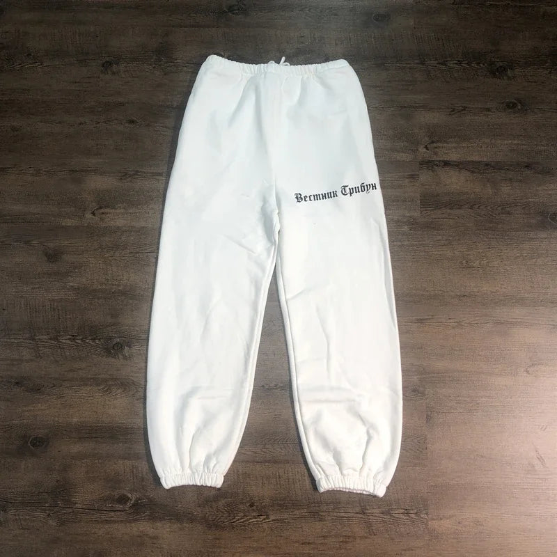 SAINT OF MICHAEL 1:1 KANYE Best Quality Streetwear Vintage Sweatpants Casual Ankle Binding Pants 100%Cotton Loose Trouser Men