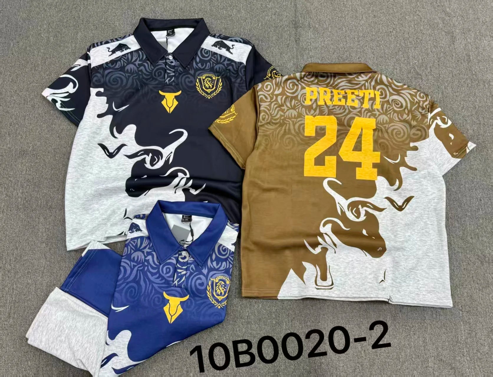 Factory Three-piece Suit Hip Hop Streetwear Sports Three Buttons Tops Casual Men Clothing Printing LapelT-shirt for Men