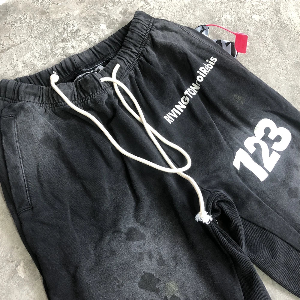 SAINT OF MICHAEL RRR123 Fashion Streetwear Vintage Printed Sweatpants Casual Loose 100%Cotton Drawstring Pants For Men Unisex