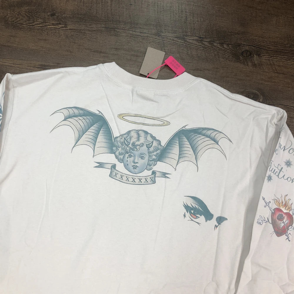 SAINT OF MICHAEL 25SS 1:1 Fashion Streetwear Vintage Long Sleeves Tee Loose Oversized Tops 100%Cotton Casual T Shirt Men