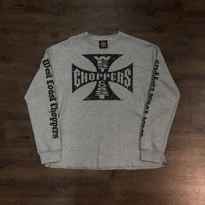 SAINT OF MICHAEL 1:1 Best Quality Streetwear Waffle Printed Tee Loose Oversize Long Sleeves Tops Vintage T Shirt For Men