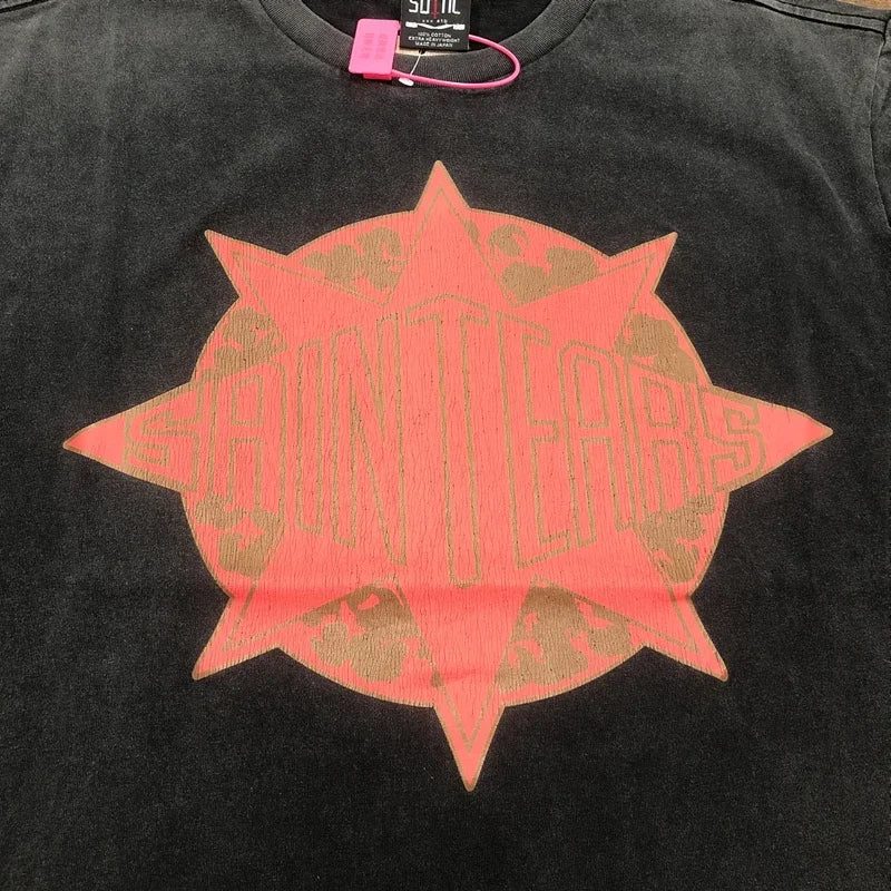 SAINT OF MICHAEL  1:1 Best Quality Streetwear Printed Tee Oversized Tops Summer Loose 100%Cotton Vintage T Shirt Men