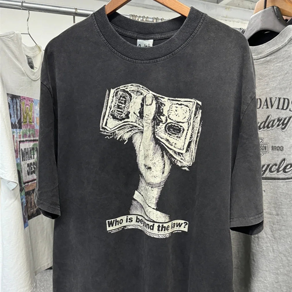 SAINT Of MICHAEL Fashion Streetwear Best Quality Creativity Printed Vintage Tee 100%Cotton Tops Oversize Loose T Shirt For Men