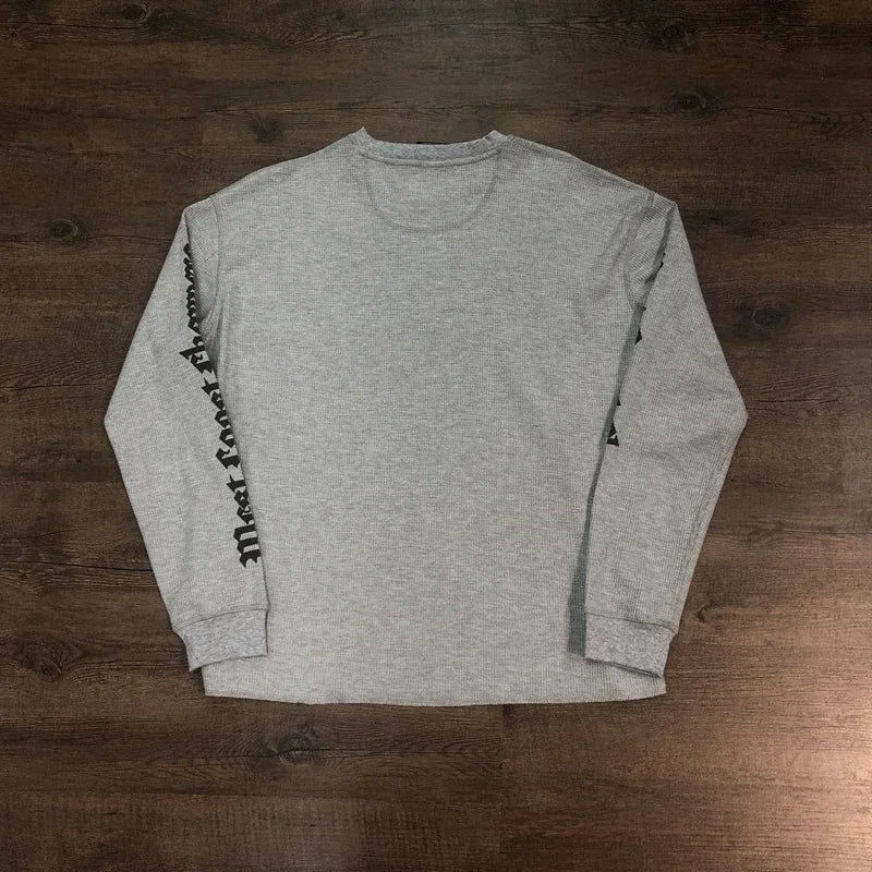 SAINT OF MICHAEL 1:1 Best Quality Streetwear Waffle Printed Tee Loose Oversize Long Sleeves Tops Vintage T Shirt For Men