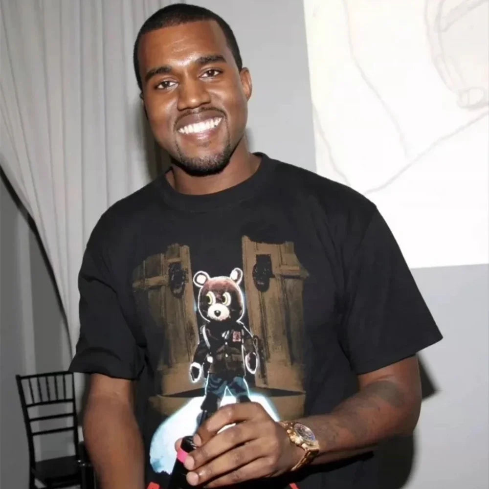 SAINT OF MICHAEL Kanye West YE DONDA Little Bear Graphics Printing Vintage Clothing Loose Oversized  Tee Tops T Shirt For Men