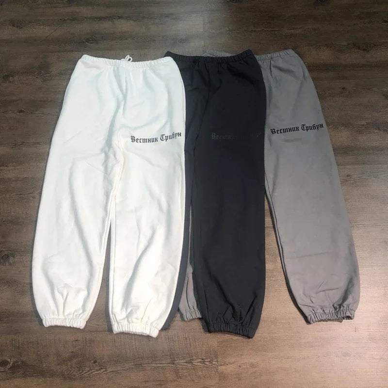 SAINT OF MICHAEL 1:1 KANYE Best Quality Streetwear Vintage Sweatpants Casual Ankle Binding Pants 100%Cotton Loose Trouser Men
