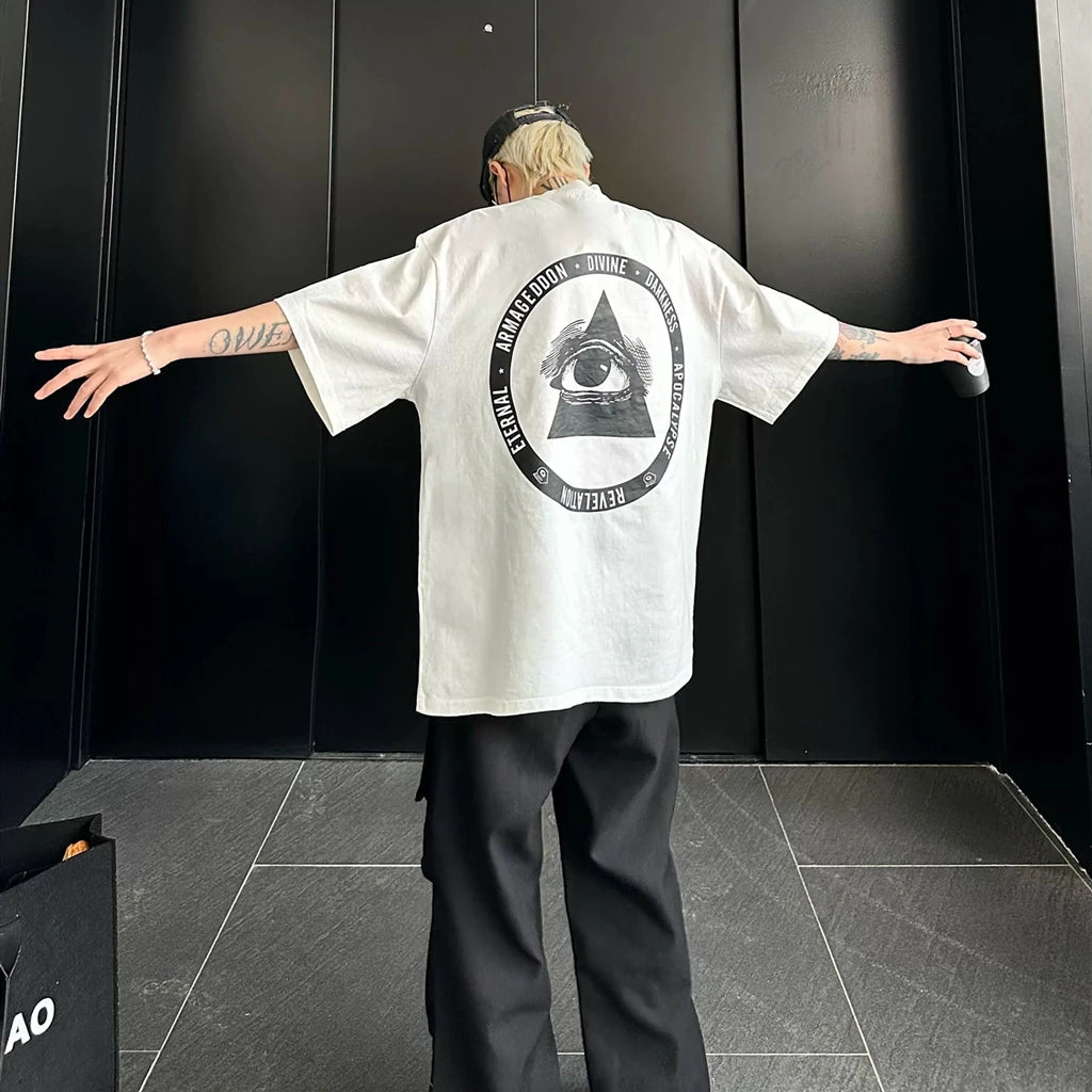 SAINT OF MICHAEL 1:1 Japanese Style Streetwear Fashion Printed Tee Loose Oversized Tops 100%Cotton Vintage T Shirt For Men