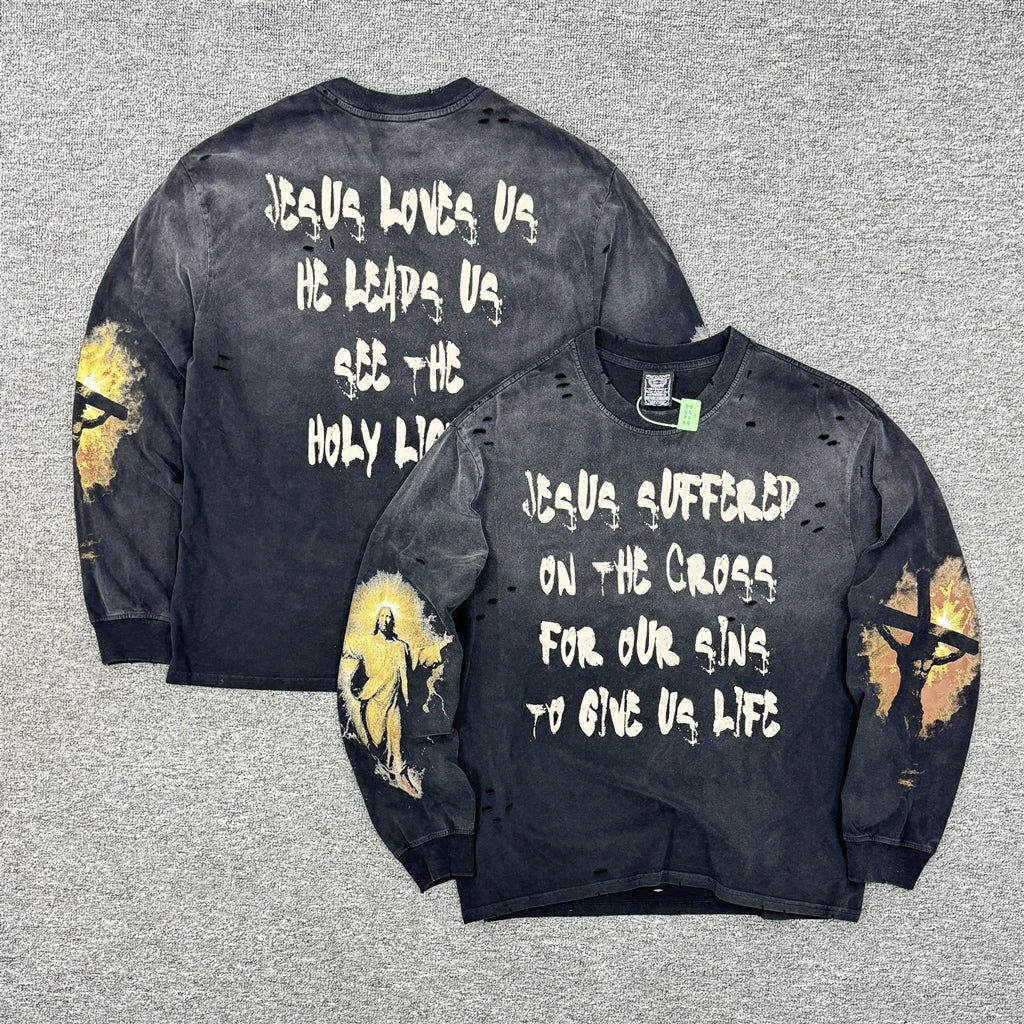 SAINT OF MICHAEL American Style Quality Streetwear Vintage Clothing Tops Loose Oversized Printed Tee 100%Cotton T Shirt Men