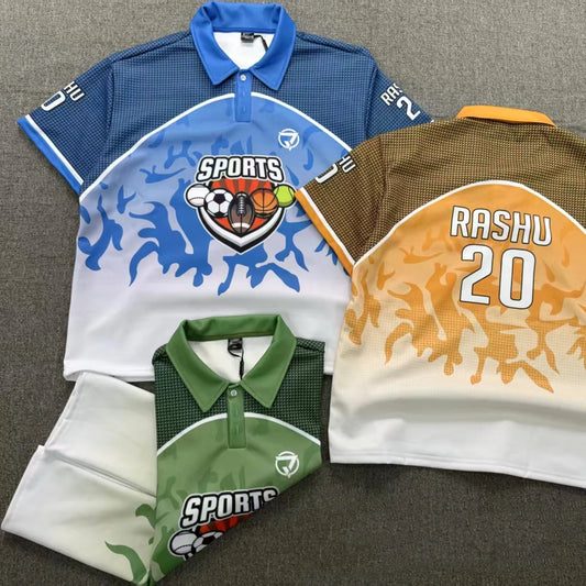 Factory Three-piece Suit Hip Hop Streetwear Sports Three Buttons Tops Casual Men Clothing Printing LapelT-shirt for Men