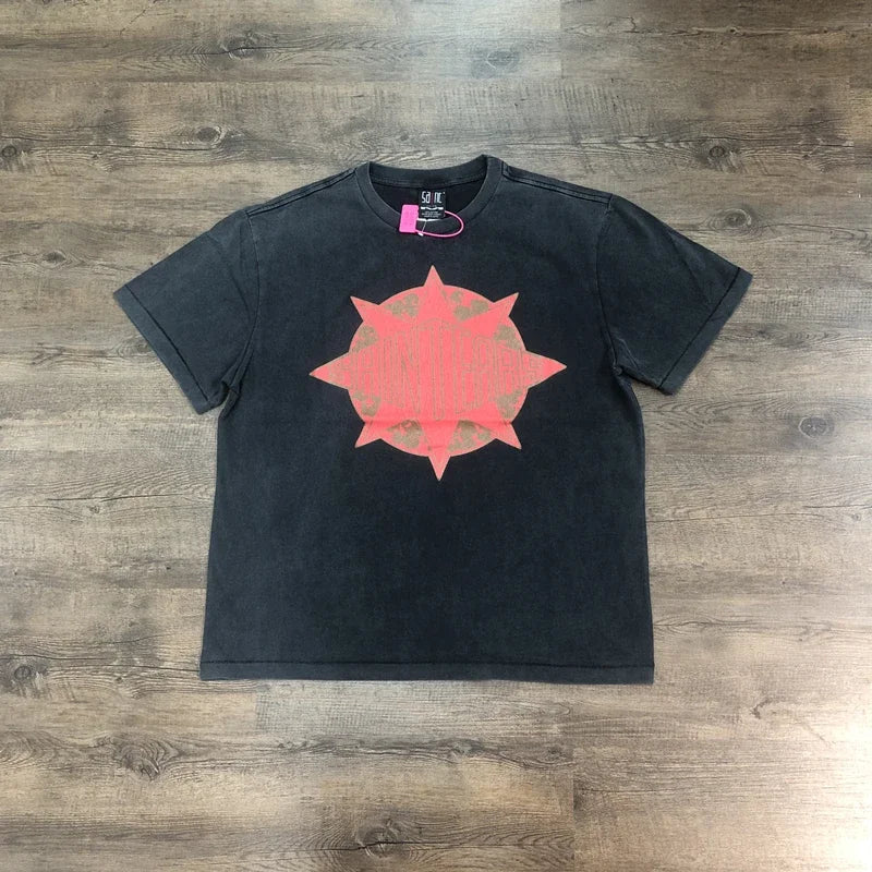 SAINT OF MICHAEL  1:1 Best Quality Streetwear Printed Tee Oversized Tops Summer Loose 100%Cotton Vintage T Shirt Men