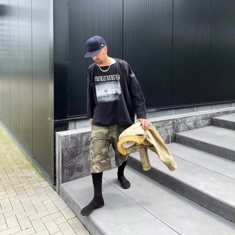 SAINT OF MICHAEL YE Vultures DONDA Kanye Quality Printed Long Sleeves 100%Cotton Casual Loose Oversized Tops T Shirt For Men