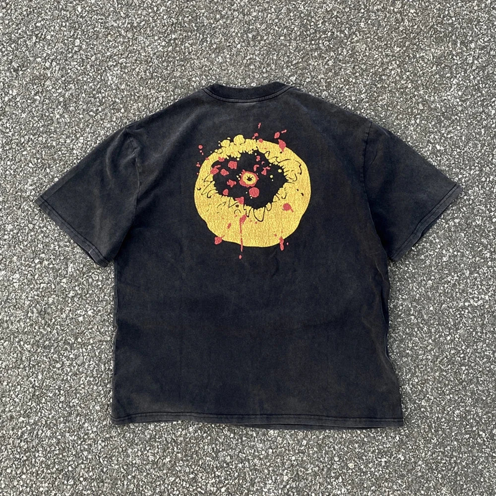 SAINT OF MICHAEL Best Quality Broken Retro Cotton Vintage Clothing Loose Oversized Tees Tops Graphic T Shirt For Men