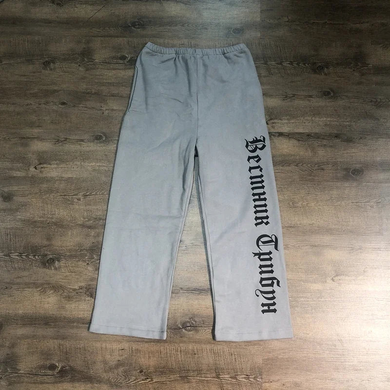 SAINT OF MICHAEL 1:1  KANYE WEST Best Quality Vintage Printed Sweatpants Loose Streetwear Cotton Casual Pants Trouser Men