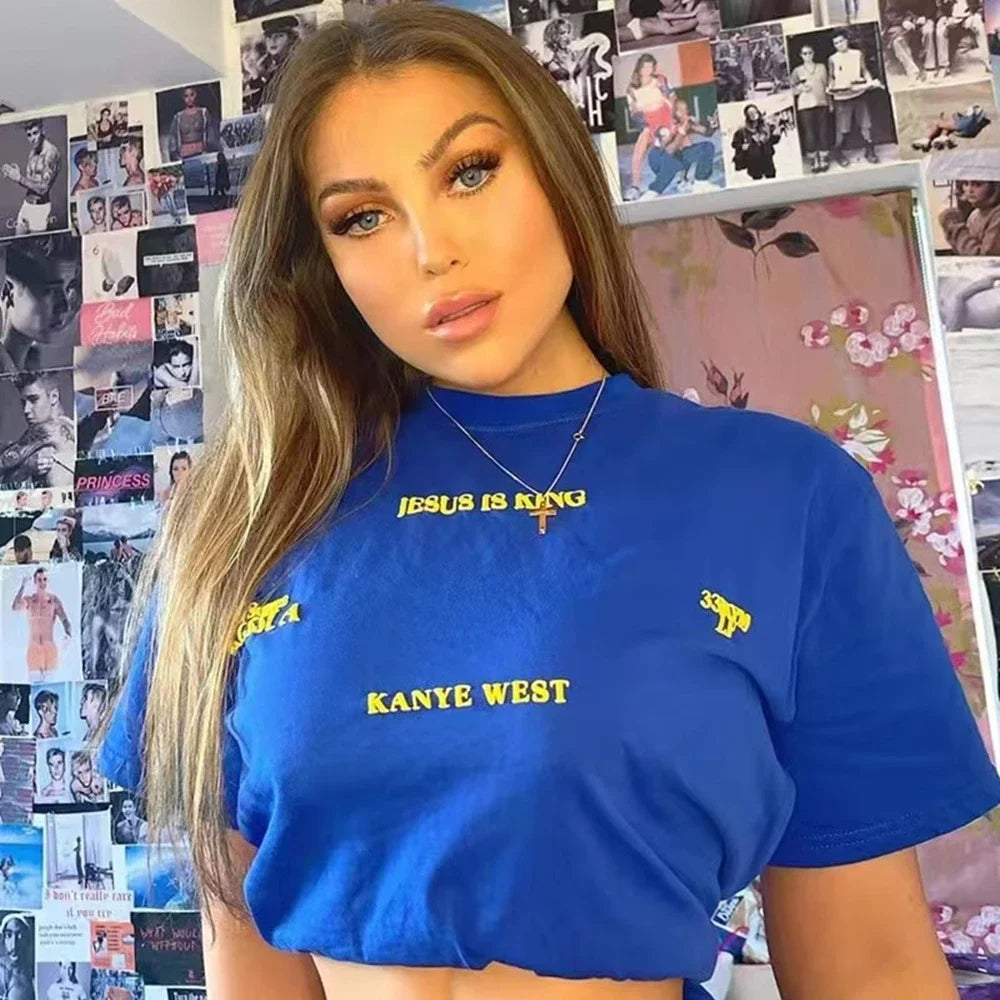 SAINT OF MICHAEL Fashion Streetwear Kanye West Foam Printed Casual Loose Oversized 100％Cotton Tops Tee Unisex T Shirt For Men