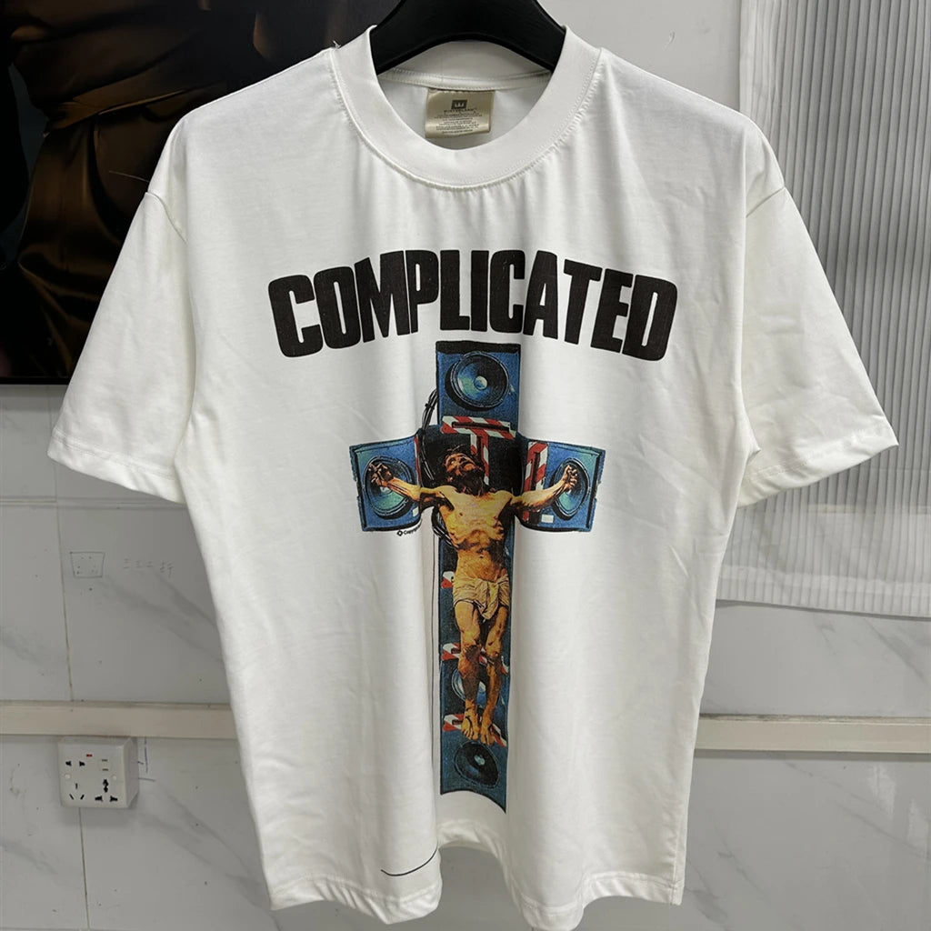 SAINT OF MICHAEL 1:1 Japanese Style Streetwear Fashion Printed Tee Loose Oversized Tops 100%Cotton Vintage T Shirt For Men