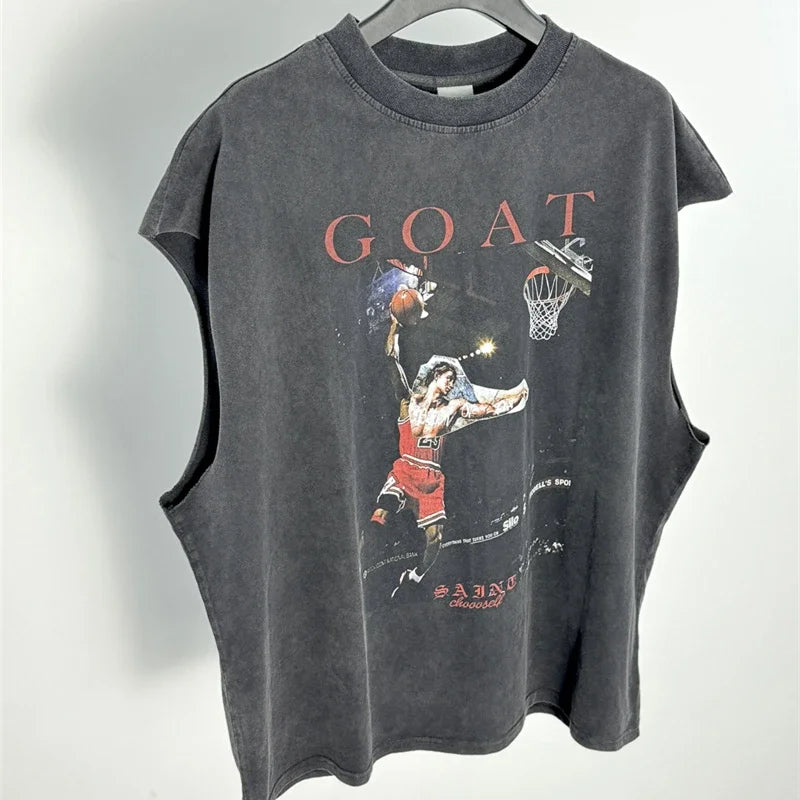 SAINT OF MICHAEL American Style Fashion Best Quality Tops Casual Summer 100%Cotton Loose Oversized Tops Vintage Vest For Men