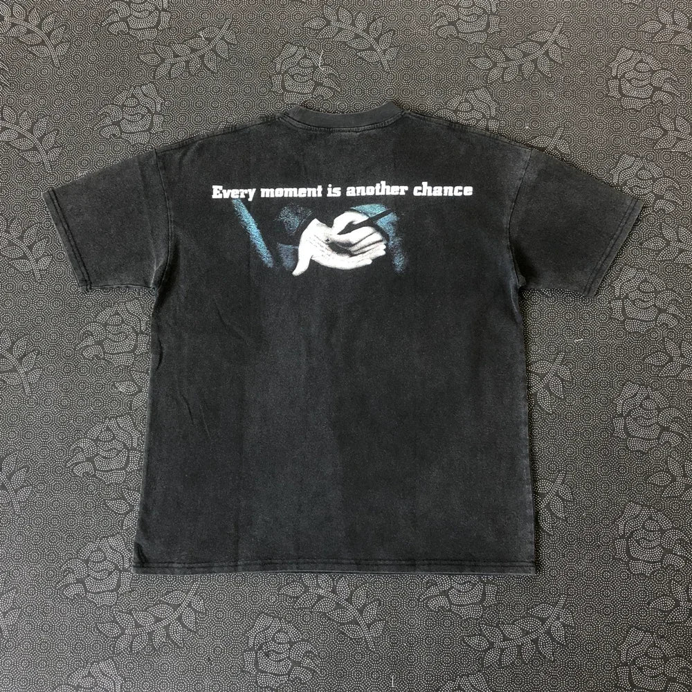 SAINT OF MICHAEL Eminem Character Washing 8 Mile Streetwear Vintage Loose Oversize Tee Casual Tops 100%Cotton T Shirt For Men