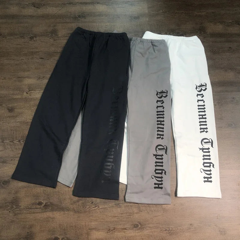 SAINT OF MICHAEL 1:1  KANYE WEST Best Quality Vintage Printed Sweatpants Loose Streetwear Cotton Casual Pants Trouser Men