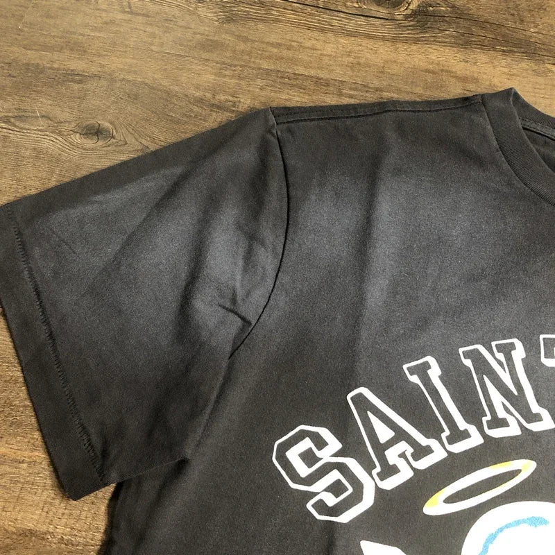 SAINT OF MICHAEL 1:1 Best Quality Streetwear American Style Tee Vintage Clothing Loose Oversized Tops 100%CottonT Shirt Men