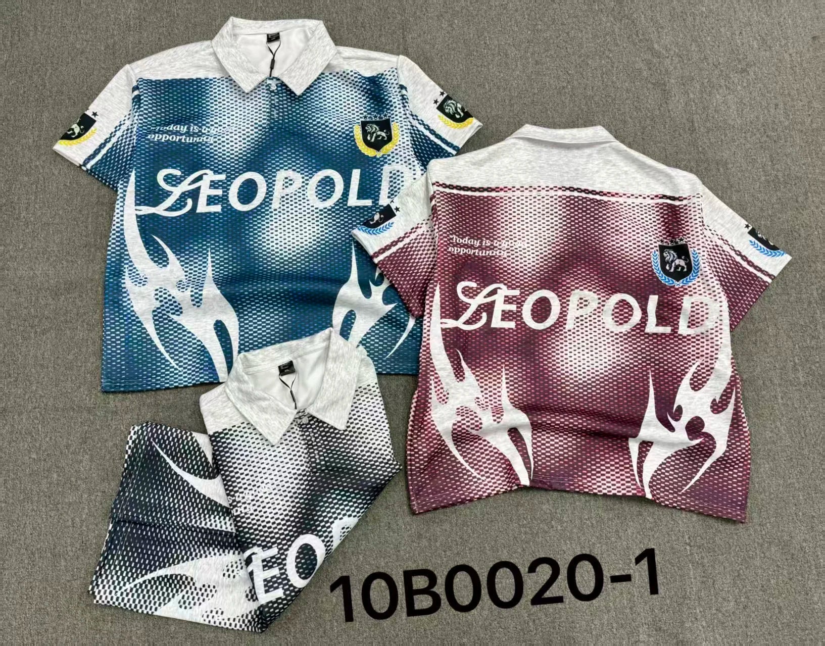 Factory Three-piece Suit Hip Hop Streetwear Sports Three Buttons Tops Casual Men Clothing Printing LapelT-shirt for Men