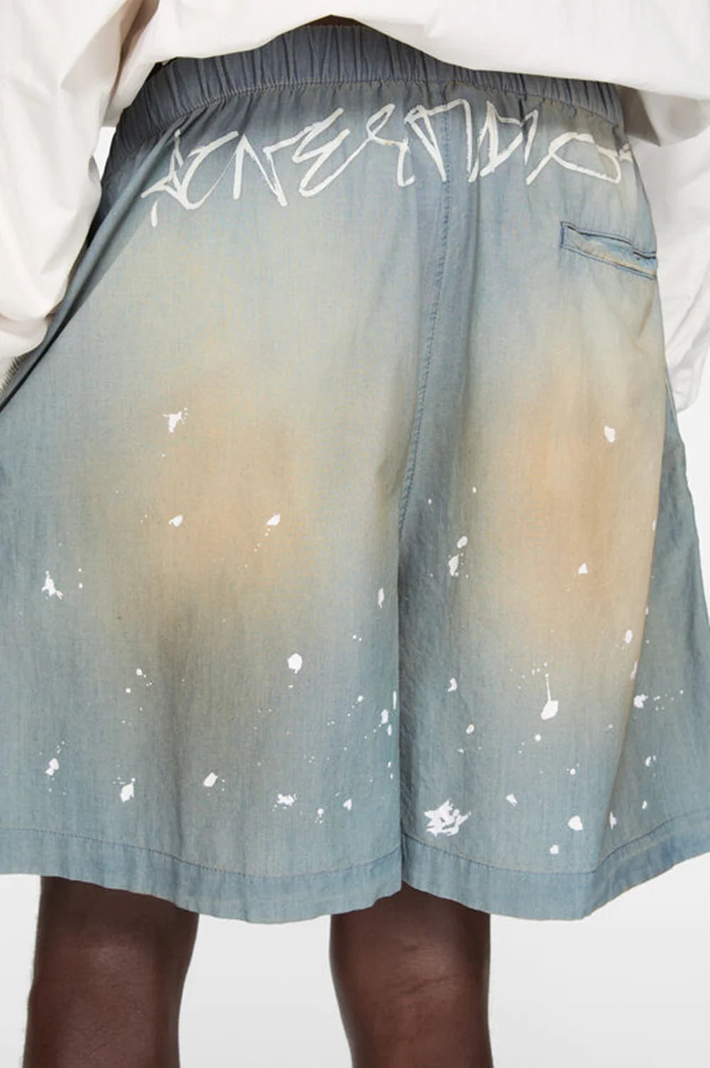 Kanye West 2026 New Distressed Colored Lettering Denim Pants  Wash Hip Hop Style Casual Fit Four Pockets shorts for Men