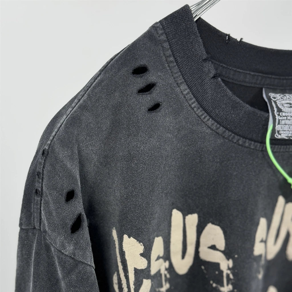 SAINT OF MICHAEL American Style Quality Streetwear Vintage Clothing Tops Loose Oversized Printed Tee 100%Cotton T Shirt Men