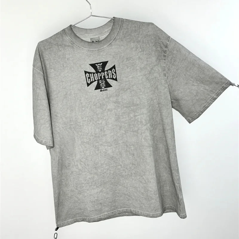 SAINT OF MICHAEL American Style Fashion Streetwear Printed Vintage Best Quality Tee Loose Oversized Tops 100%Cotton T Shirt Men