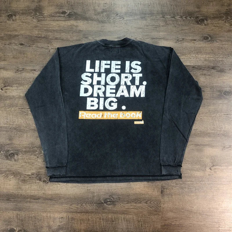 SAINT OF MICHAEL American Style Best Quality 1:1 Printed Long Sleeves Tee Oversized Tops Vintage Loose T Shirt For Men