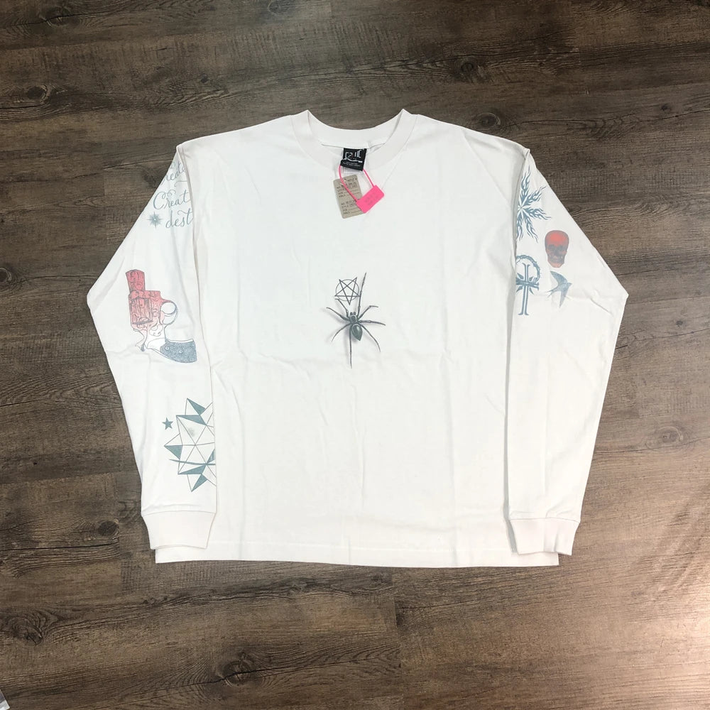 SAINT OF MICHAEL 25SS 1:1 Fashion Streetwear Vintage Long Sleeves Tee Loose Oversized Tops 100%Cotton Casual T Shirt Men