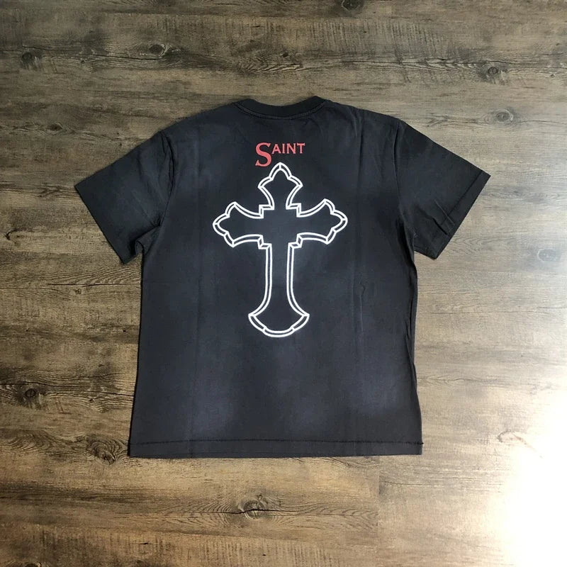 SAINT OF MICHAEL 1998 Fashion Best Quality Streetwear Tops Vintage Clothing Summer Tee Loose Oversized T Shirt For Men