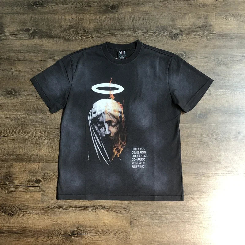 SAINT OF MICHAEL 1:1 Best Quality Fashion Streetwear Vintage Clothing Tops Loose Oversized Tee Summer Casual T Shirt Men