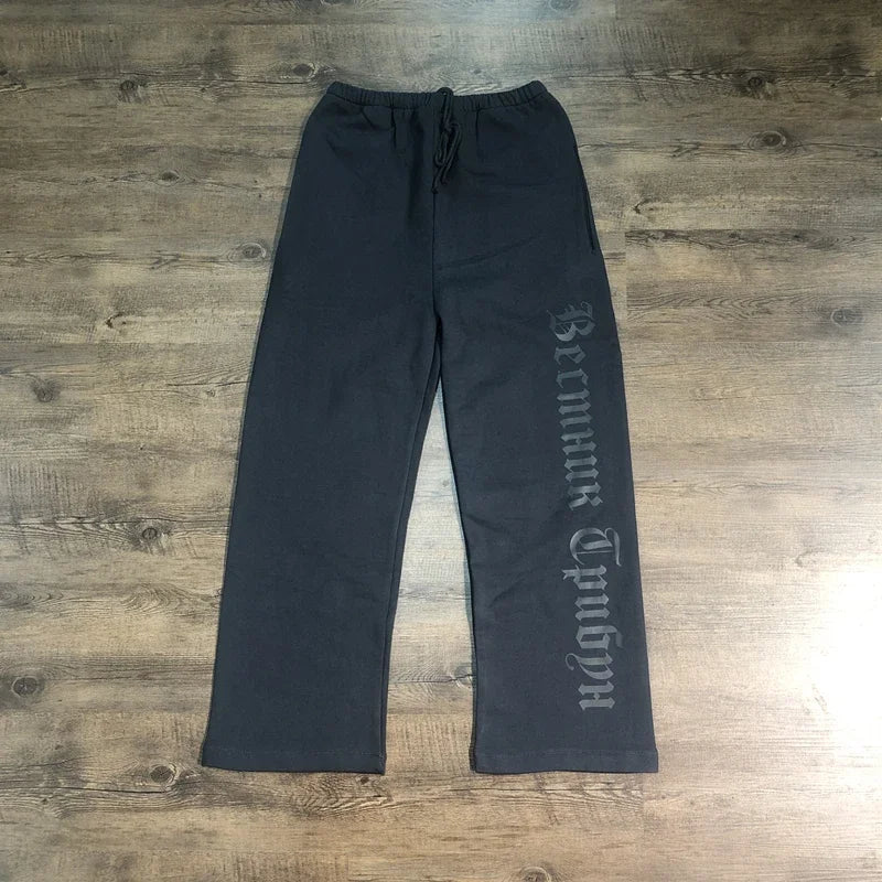 SAINT OF MICHAEL 1:1  KANYE WEST Best Quality Vintage Printed Sweatpants Loose Streetwear Cotton Casual Pants Trouser Men