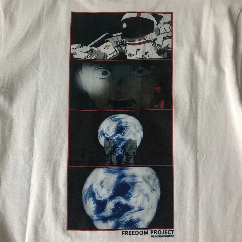 Fashion Luxury Brand SAINT OF MICHAEL High Street Astronaut Graphics Printed Vintage Clothing Tops Tees T Shirt For Men