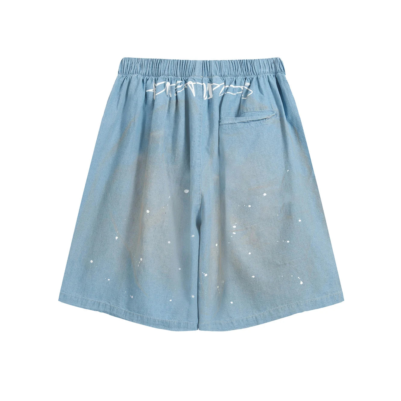 Kanye West 2026 New Distressed Colored Lettering Denim Pants  Wash Hip Hop Style Casual Fit Four Pockets shorts for Men