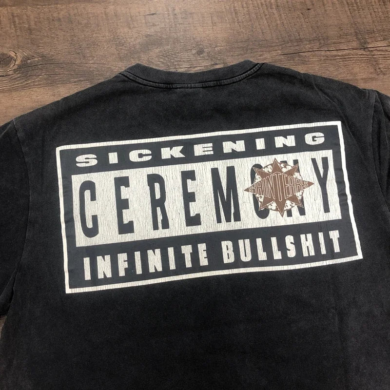 SAINT OF MICHAEL  1:1 Best Quality Streetwear Printed Tee Oversized Tops Summer Loose 100%Cotton Vintage T Shirt Men