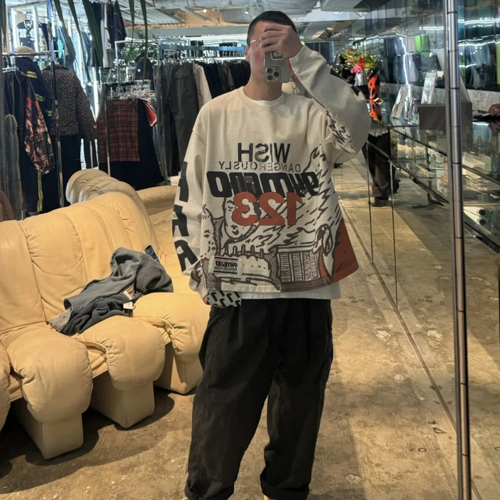 SAINT OF MICHAEL Fashion RRR123 Luxury Brand Streetwear Best Quality Vintage Printed Tee Loose Oversize Tops T Shirt For Men