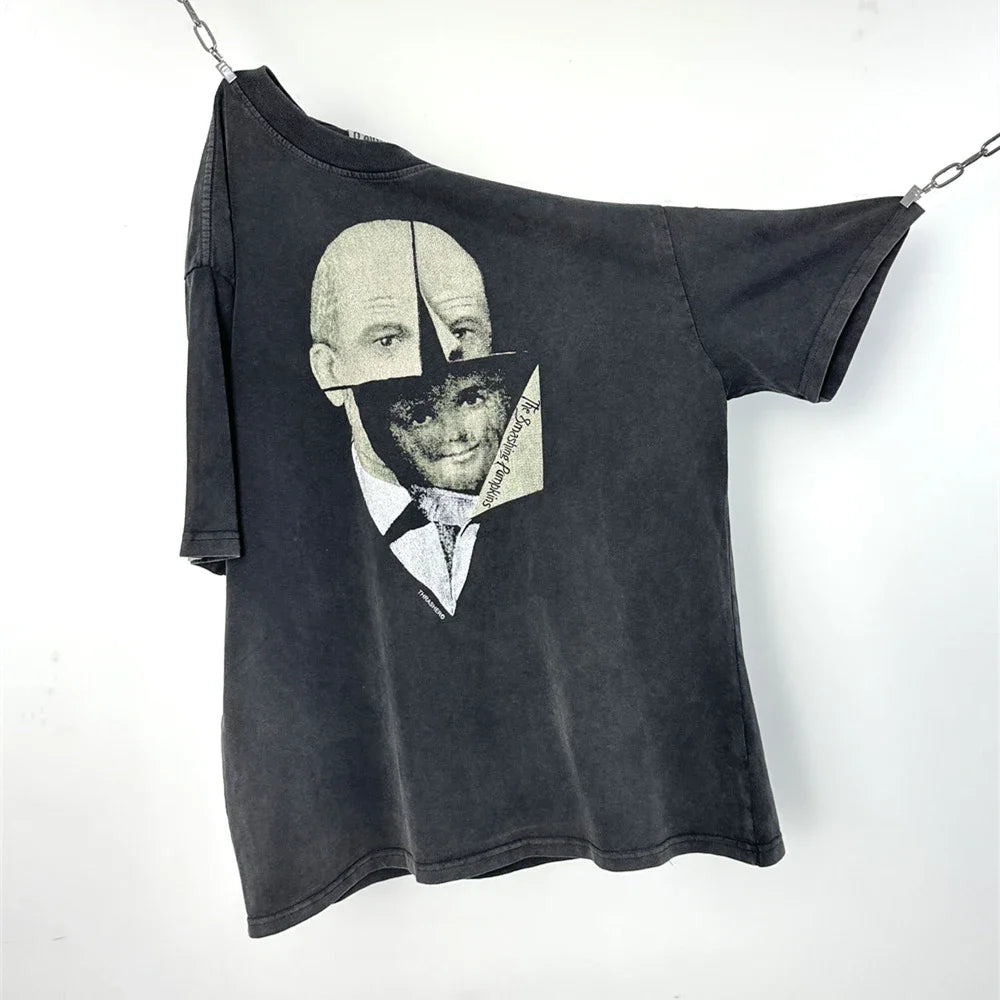 SAINT OF MICHAEL Fashion Streetwear Best Quality Vintage Printed Tops Loose Oversize Tee 100%Cotton Summer T Shirt For Men