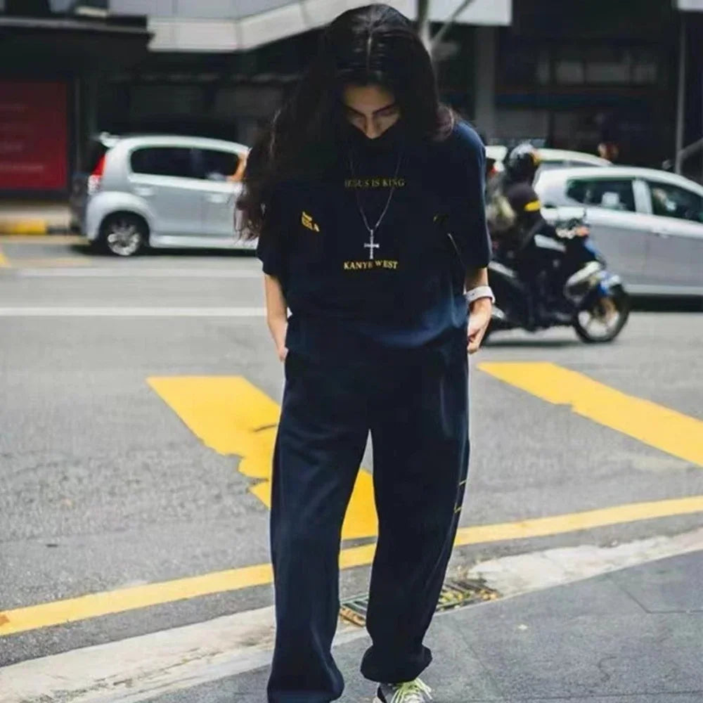 SAINT OF MICHAEL Fashion Streetwear Kanye West Foam Printed Casual Loose Oversized 100％Cotton Tops Tee Unisex T Shirt For Men