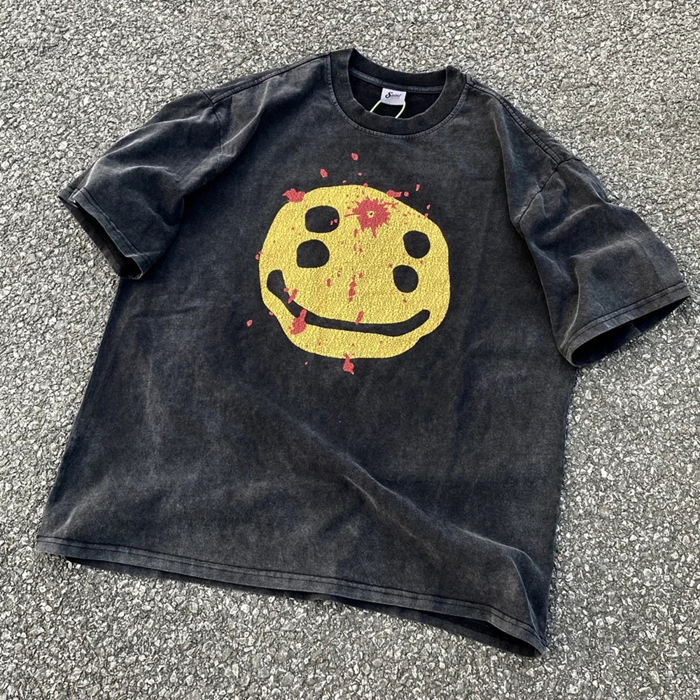 SAINT OF MICHAEL Best Quality Broken Retro Cotton Vintage Clothing Loose Oversized Tees Tops Graphic T Shirt For Men