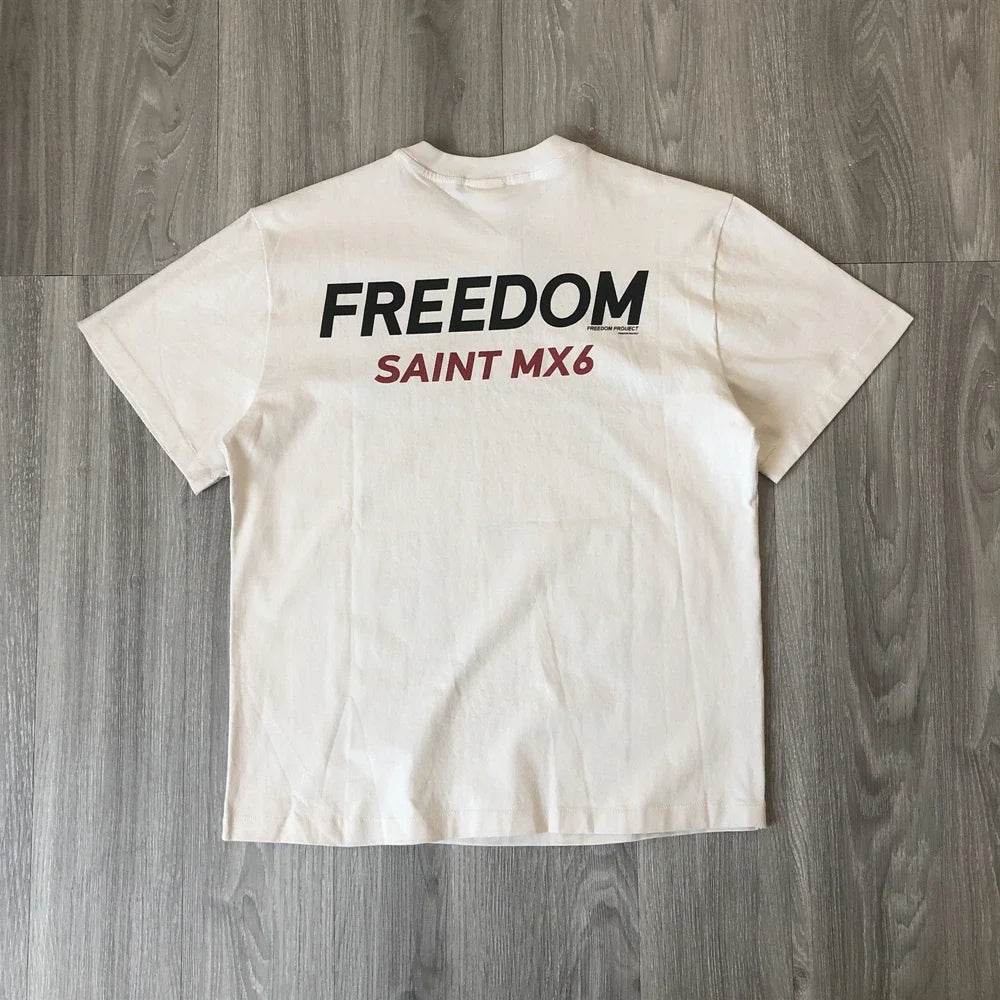 SAINT OF MICHAEL Best Quality Streetwear Astronaut Graphics Printed Vintage Clothing Loose Cotton Tee Tops T Shirt For Men