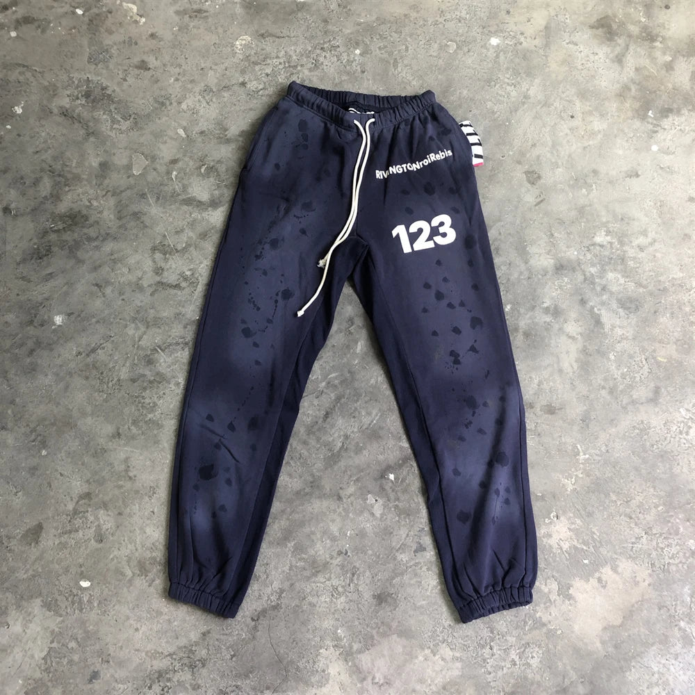 SAINT OF MICHAEL RRR123 Fashion Streetwear Vintage Printed Sweatpants Casual Loose 100%Cotton Drawstring Pants For Men Unisex