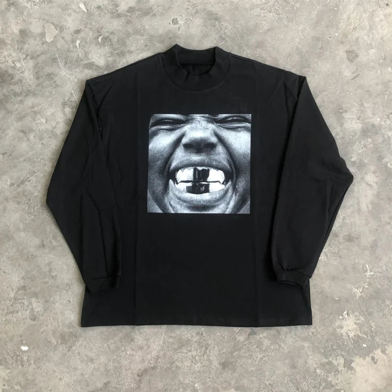 SAINT OF MICHAEL BULLY KANYE WEST Fashion Best Quality Vintage Printed Tops Casual Tee Loose Oversized Long Sleeves T Shirt Men