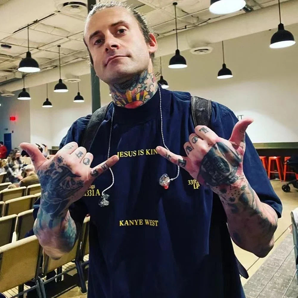 SAINT OF MICHAEL Fashion Streetwear Kanye West Foam Printed Casual Loose Oversized 100％Cotton Tops Tee Unisex T Shirt For Men